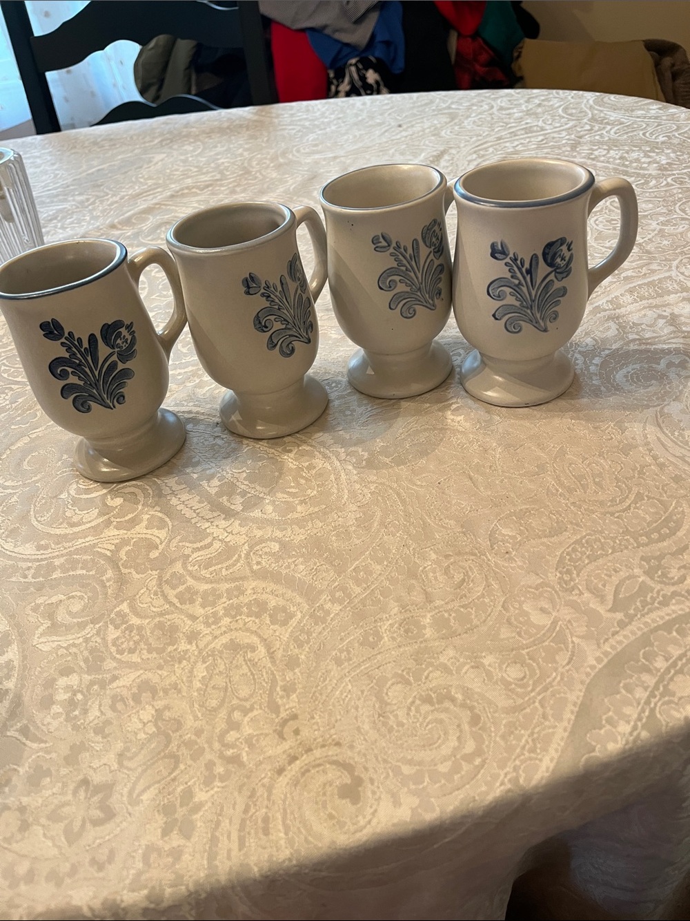 Set of 4 Vintage  pfaltzgraff yorktowne pedestal irish coffee mugs stoneware